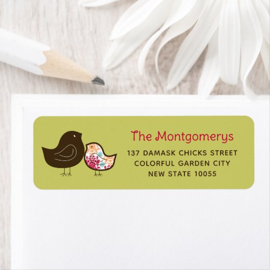 Candy Pop Damask Chicks Baby showers Étiquettes de (En situation)