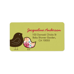 Candy Pop Damask Kuikens Baby Shower Adreslabels Etiket
