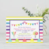 Candy Rainbow Stripe Anniversaire Fête Invitation (Debout devant)