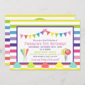 Candy Rainbow Stripe Anniversaire Fête Invitation (Devant / Derrière)