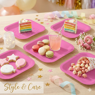 Candy Roze 18 cm Vierkante Feest Papieren Bord