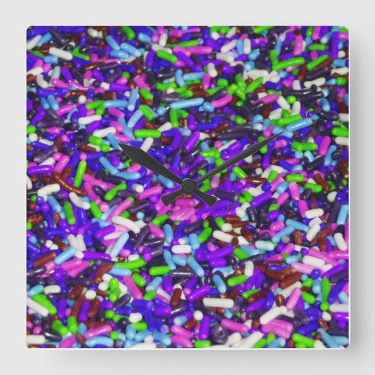 Candy Sprinkles 2 Vierkante Klok (Voorkant)