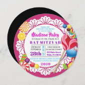CANDY STORE Bat mitzvah ROND Invitation (Devant / Derrière)