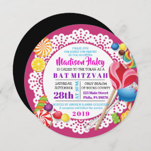 CANDY STORE Bat mitzvah ROND Invitation