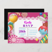 CANDY STORE Invitation Bat mitzvah RSVP (Devant / Derrière)
