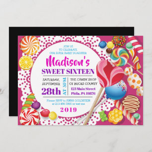 CANDY STORE Sweet sixteen 16 Invitation