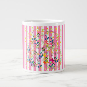 Candy Strepen + Bloemen Extra Grote Beker