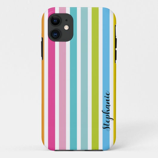 Candy Stripe Personnaliser Nom Monogram coque ipho (Dos)