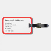 Candy Stripe Rood en Wit Monogram Kerstmis Bagagelabel (Achterkant horizontaal)