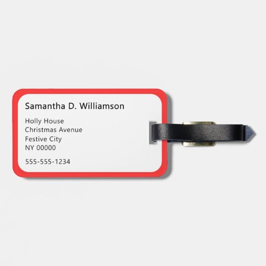 Candy Stripe Rood en Wit Monogram Kerstmis Bagagelabel (Achterkant horizontaal)