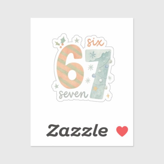 Candy Stripe & Snowflake 67 – Handmade Holiday Num Sticker (Vel)