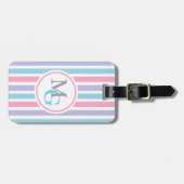 Candy Striped Monogrammed Bagagelabel (Voorkant horizontaal)