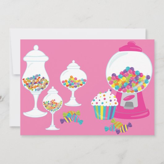 Candy Theme Anniversaire Fête Invitation (Dos)