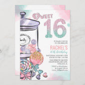 Candy Theme Sweet 16 Anniversaire Invitation (Devant / Derrière)