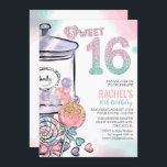 Candy Theme Sweet 16 Anniversaire Invitation<br><div class="desc">Candy thème Candyland Candy Jar Gumball Sweet 16 Parties scintillant d'aquarelle Invitation // CORRESPONDANCE RSVP DANS SHOP //</div>