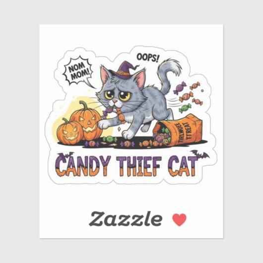 Candy Thief Chat - Drôle Sticker Vinyl Halloween (Feuille)