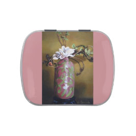 Candy Tin met witte bloem Snoepblikje