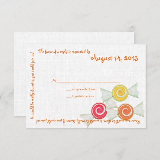 Candy Treasures Message Texte Carte de réponse (Devant / Derrière)