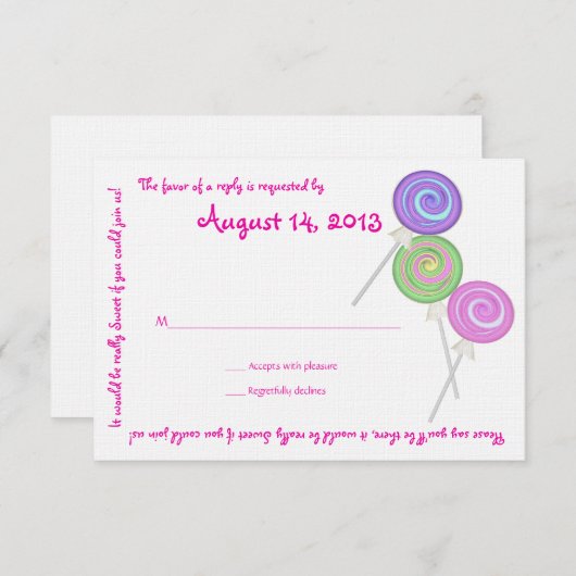 Candy Treasures Message Texte Carte de réponse (Devant / Derrière)