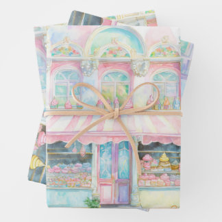 Candy winkel in Parijs aquarel Inpakpapier Vel