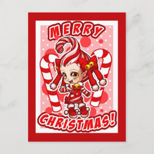 Candycane-chan Christmas-Briefkaart Feestdagenkaart