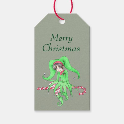 Candycane Elf Cadeaulabel (Voorkant)