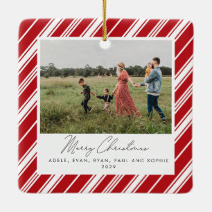 Candycane Stripe Vrolijk Kerstfeest Keramisch Ornament
