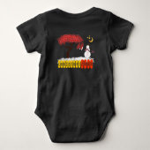 Candycane Tree Snowman die naar de maan kijkt Romper (Achterkant)