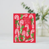 Candycanes Bows Schattigee CUSTOM Kerstvakantie Briefkaart (Staand voorkant)