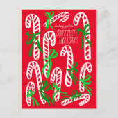 Candycanes Bows Schattigee CUSTOM Kerstvakantie Briefkaart (Voorkant)