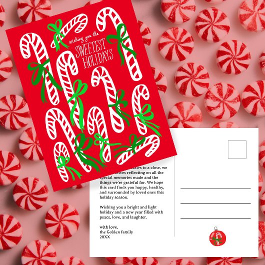 Candycanes Bows Schattigee CUSTOM Kerstvakantie Briefkaart