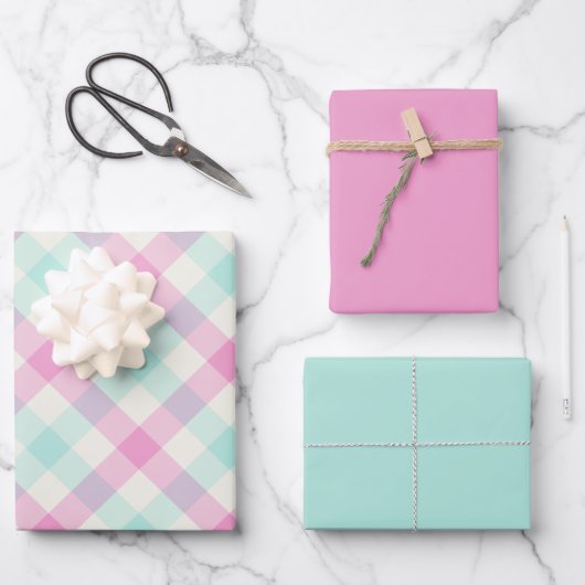 Candyfloss Gingham Inpakpapier Vel (Voorkant)