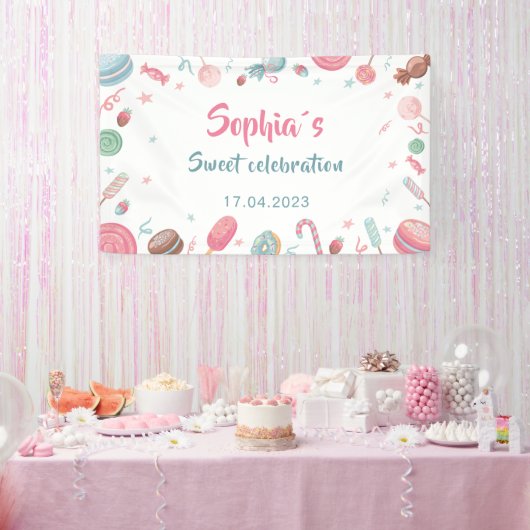 Candyland Banner Backdrop Banner (Feest)