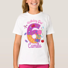 Candyland Birthday Girl Zesde lolly T-shirt