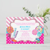 Candyland bonbons thème Anniversaire Invitation (Debout devant)