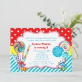 Candyland bonbons thème Anniversaire Invitation (Debout devant)