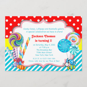 Candyland bonbons thème Anniversaire Invitation