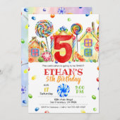 Candyland Candy Invitation pour Candy Thème - 5ème (Devant / Derrière)