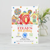 Candyland Candy Invitation pour le thème de bonbon (Debout devant)
