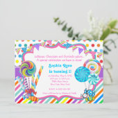 Candyland Candy thème Anniversaire Invitation (Debout devant)