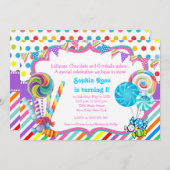 Candyland Candy thème Anniversaire Invitation (Devant / Derrière)