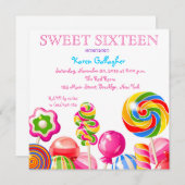 Candyland Candy Theme Sweet 16 Invitation (Devant / Derrière)