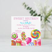 Candyland Candy Theme Sweet 16 Invitation (Debout devant)