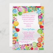 Candyland Candy Theme Sweet 16 Invitations (Devant / Derrière)