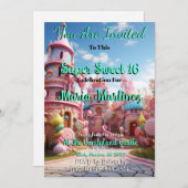 Candyland Castle Sweet 16 Invitations (Devant / Derrière)