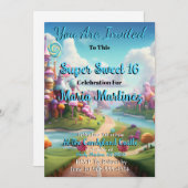 Candyland Castle Sweet 16 Invitations (Devant / Derrière)