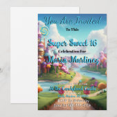 Candyland Castle Sweet 16 Uitnodigingen (Voorkant / Achterkant)