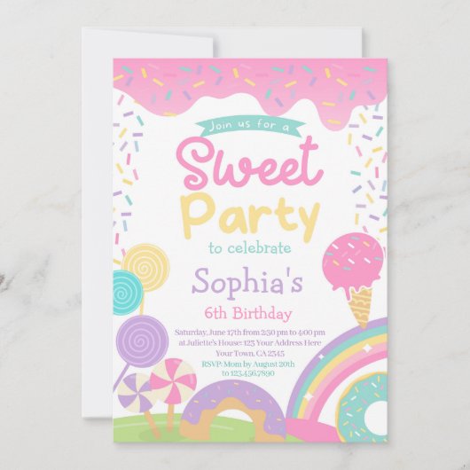 Candyland en ijs volledig aanpasbaar kaart (Voorkant)