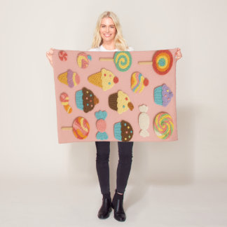 Candyland Faux Crochet Fleece Blanket-Kids&Nursery Deken