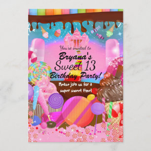 Candyland Feest Fantasie Snoep Cupcakes Flyer Kaart